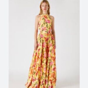 KOTN tiered floral halter neck maxi dress, size S